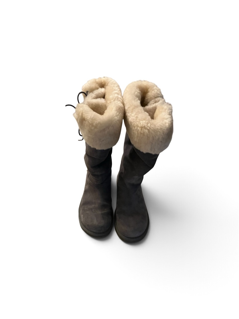 UGG Gray Suede Lace-Up Shearling Winter Boots